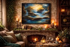 DIY Malen nach Zahlen 50x40 &ndash; Mystic Book Falls &ndash; Leinwand Set mit Farben &...