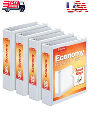 1.5 Inch 3 Ring Binder Round Ring White 4 Pack Holds 350 Sheets 79517