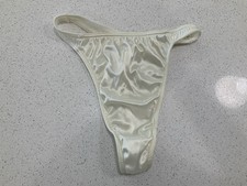 Victoria's Secret VINTAGE Second Skin Satin Thong Panties Ivory Medium