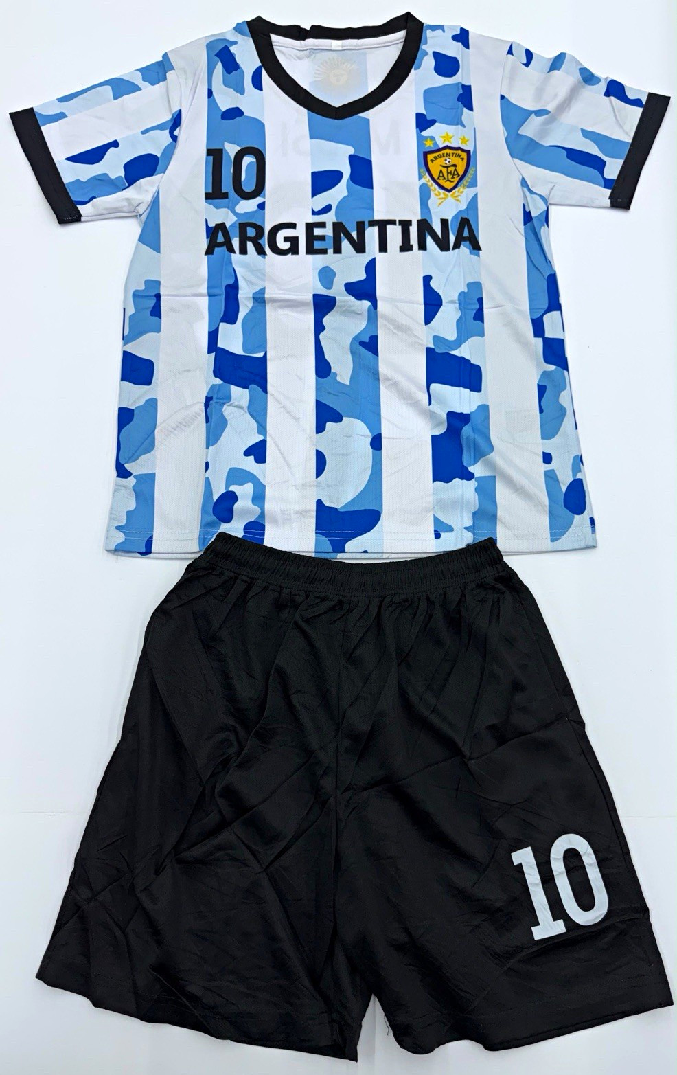 Argentina Lionel Messi #10 Boys Soccer Jersey & Shorts Set Size 24 Black