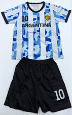 Argentina Lionel Messi #10 Boys Soccer Jersey & Shorts Set Size 24 Black