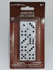 Set of 10 - 16mm Six Sided D6 Chamferred Edge Square Dice New In Package White