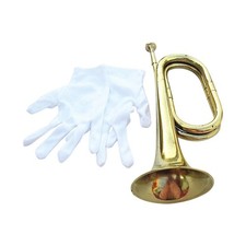 Trumpet Bugle Brass Instrument 33cm Portable Easy Handling Includes Gloves