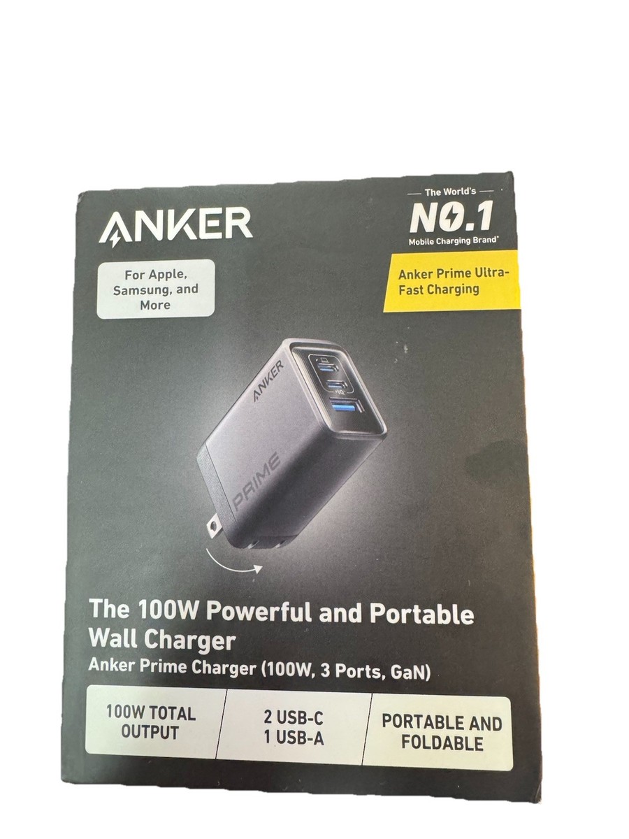 Anker Prime Charger, 100W 3-Port GaN USB C Charger Block, Foldable and  Compact | eBay