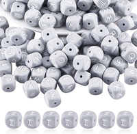 20 StüCk Graue WüRfel Buchstabe I Silikonperlen 12X12X12 Mm Quadratische WüRfel