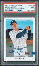 2017 Topps Archives Snapshots Aaron Judge #AS-AJ Autographs /80 (AU RC) PSA 9 MT