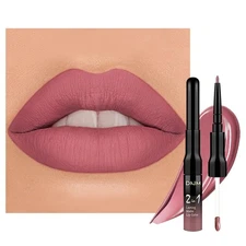 evpct 1Pcs Neutral Mauve Matte Lip Liner and Liquid Lipstick Stain Makeup Set...