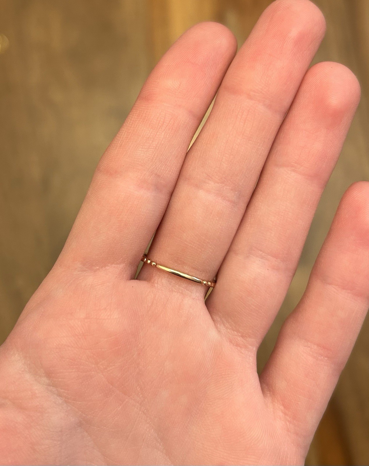 Solid 10k Rose Gold Beaded Stacking Ring Size 7 - image 6