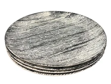 Blue Ridge Southern Pottery Dinner Plates Set Of 4 Hand Painted Black Textured
