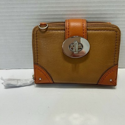 Levenger Crossbody Wallet Raffinato British Tan Leather Color Block New In Box