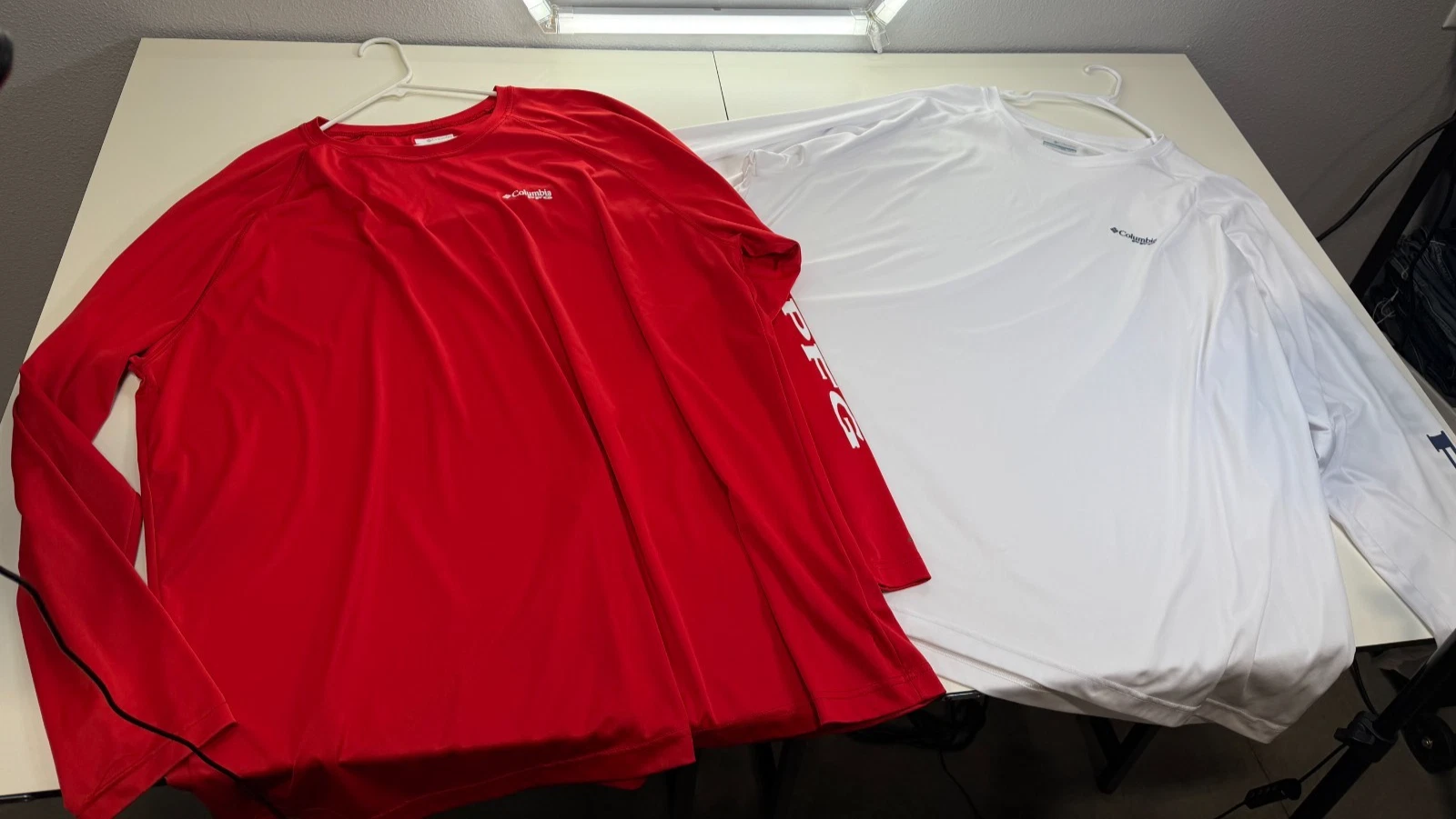 Combia PFG Mens Terminal Tackle Fishing Shirt UPF 50 Lot of 2 White Red Sz 4XT