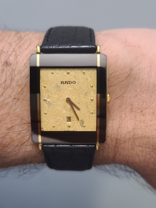 Men's 27mm RADO Watch DiaStar Tank Watch "Gold Nugget" Dial 180.0282.3 Swiss...