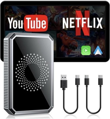 Wireless CarPlay WIFI AI box Android Auto Adapter Converter w/ Netflix YouTube