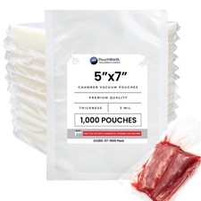100, 250, 500, 1,000 Pack 3 mil 5" x 7" Pre-Cut Vacuum Chamber Pouches