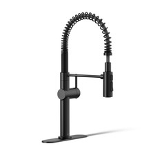 KOHLER 22973-BL Crue High-Arc Kitchen Faucet Pull Down Spring Spout Matte Black
