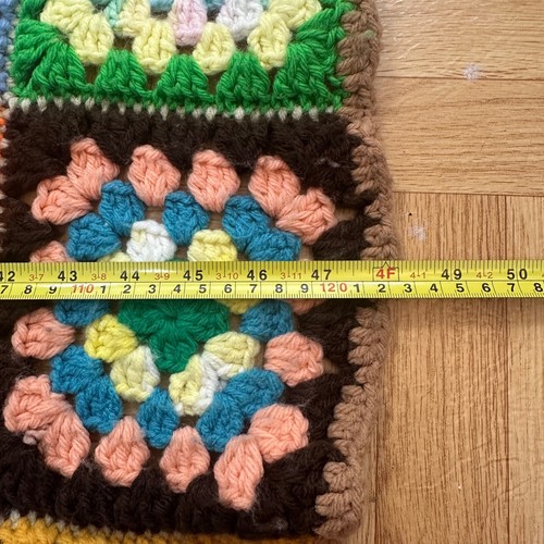 Vintage Granny Square Afghan Crochet Colorful Handmade Throw Blanket 50x48 - Picture 4 of 5