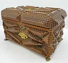 Large antique french box 19th century woodwork bronze onaments