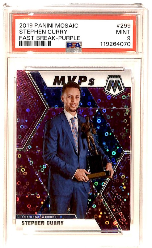2019-20 Panini Mosaic Fast Break Purple 33/50 Stephen Curry #299 PSA 9 R6220J