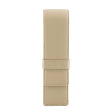 DiLoro Leather Double Pen Case Pencil Pouch Holder for Case, Beige