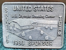 Vintage United States US Olympic Shooting Center Team 1989 Sponsor Belt Buckle