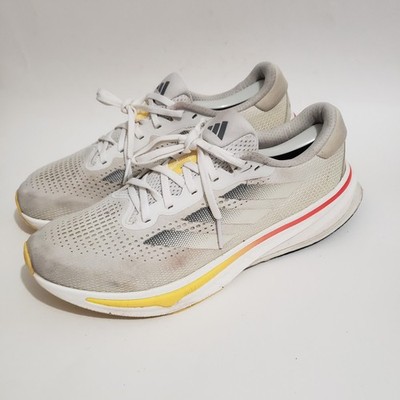 Adidas Supernova Rise Men s Size 10.5 White Gray Yellow Running Shoes Good Tread