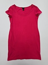 H&M Womens Magenta Cap Sleeve Ruffle T-Shirt Size L