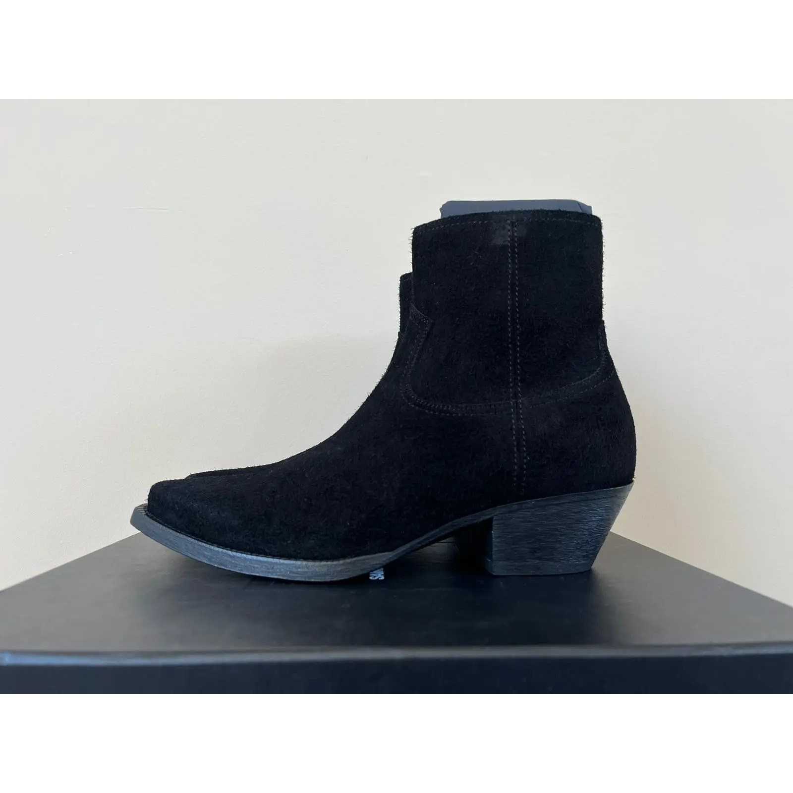 Stivali Saint Laurent Paris Lukas 40 in lana crosta colore nero nuovi con etichette 40