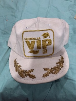 Caterpillar VIP White With Gold Frills Vintage Trucker Hat One Size