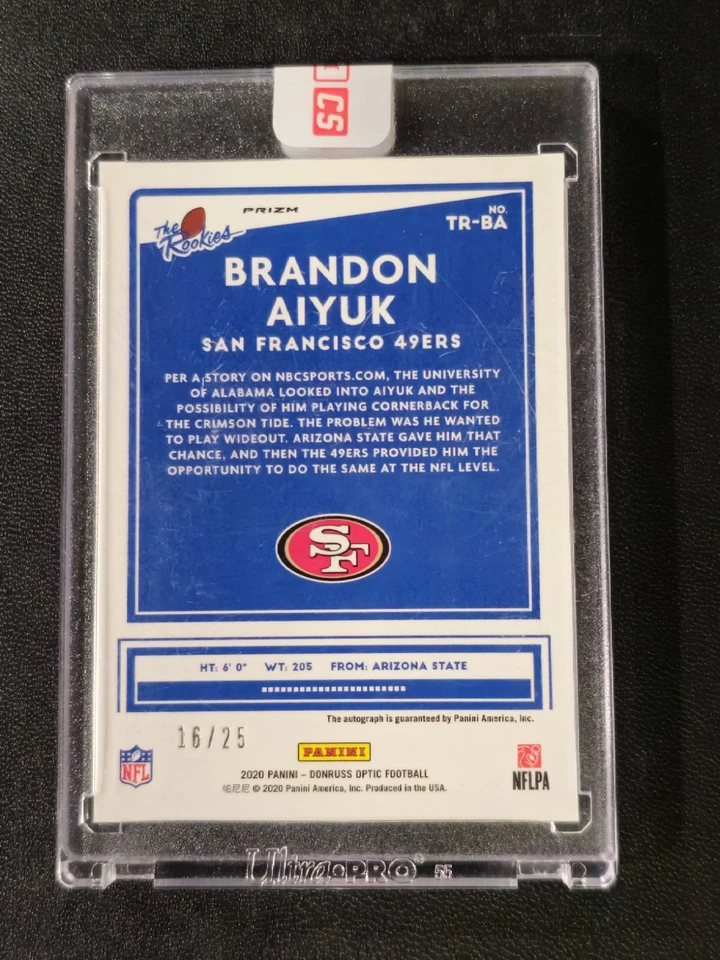 2020 Panini Donruss Optic Purple Stars Auto #TR-BA Brandon Aiyuk RC #16/25 🔥  - Image 3 of 4