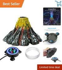 Aquarium Volcano Ornament Resin Multi-Color LED Bubbler for Fish Tank Decor