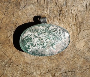 Rare Afghan Ancient Roman Glass Pendant - 1.75"x1.25" (2854S852) Rustic