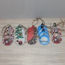 Handmade Wood Christmas Tree Ornaments Lot 20 Rustic Holiday Decor
