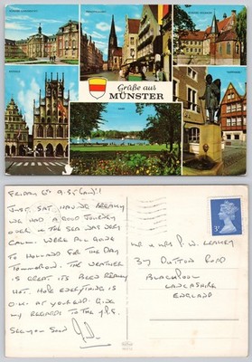 c41761 Münster Deutschland Postkarte 1973 GB FPO 9 Briefmarken