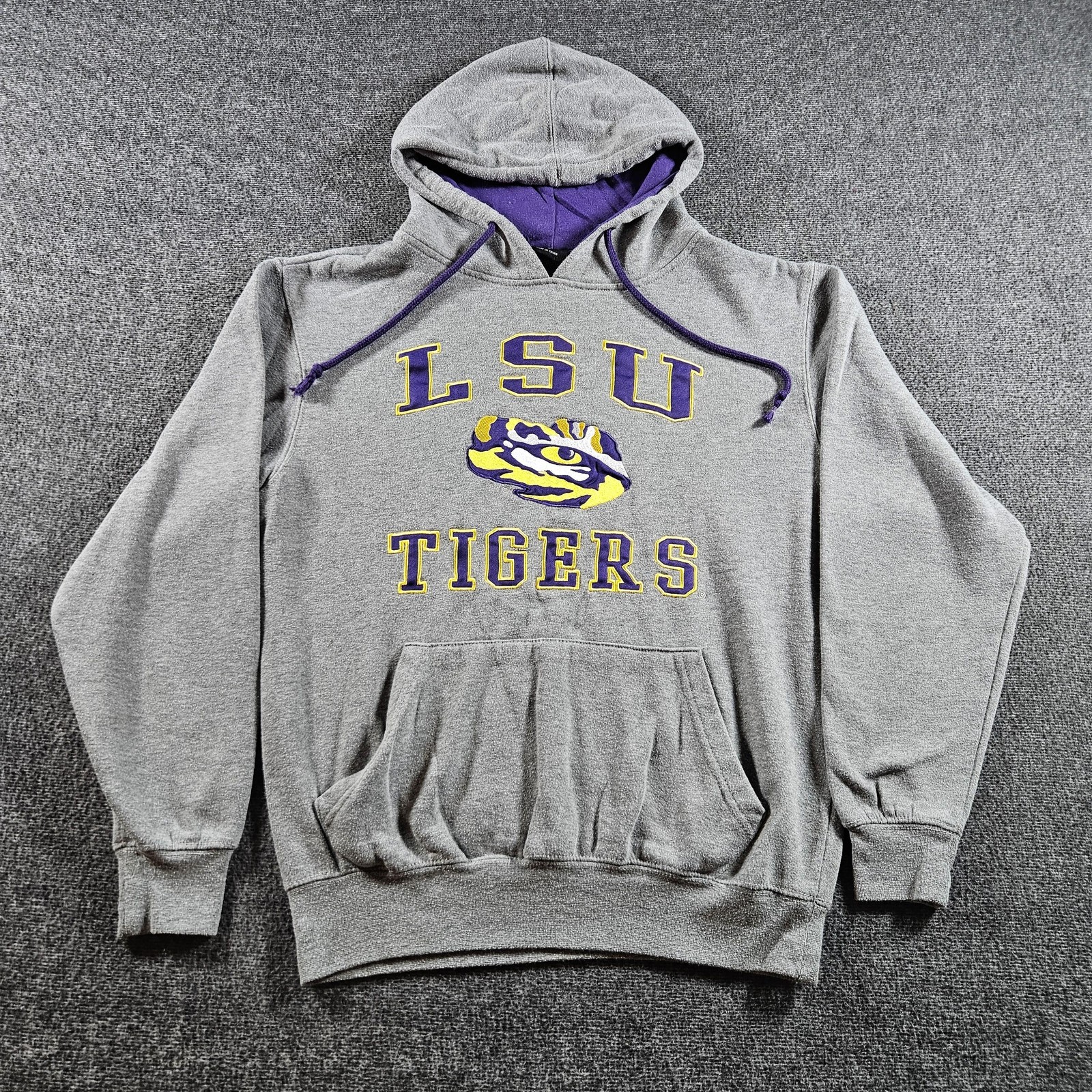 LSU Tigers Sweatshirt Mens Small Gray NCAA Football Colosseum Hoodie Pullover