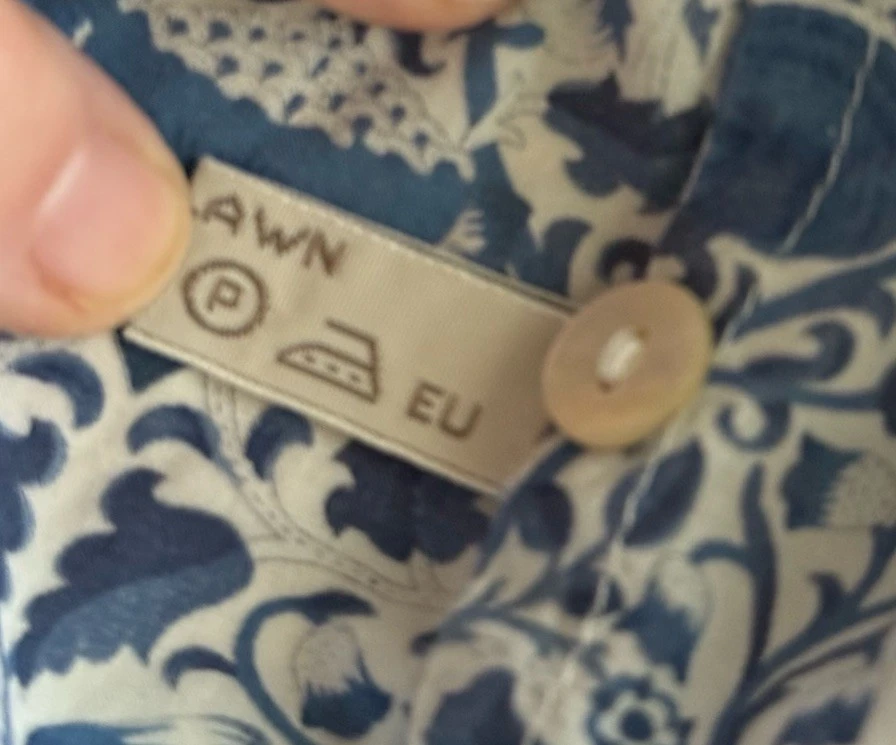 "Blusa con botones Liberty London de lino lawn algodón azul blanco 16 22,5"" Pit to Pit" Foto 4 de 4