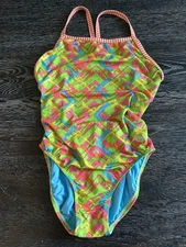 Dolfin Uglies Multicolor Geometric V-2 Back Womens Size 38 One Piece Swimsuit