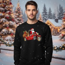 Motorbike & Sidecar Christmas Santa Jumper Printed Xmas Biker Lovers Sweatshirt