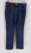 St Johns Bay Woman Size 12 Jeans Dark Blue Wash Straight Leg