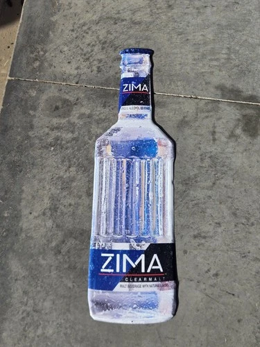 Vintage 1993 Zima Bottle Metal Tin Bar Sign 30" x 8.5" Clear Malt Beverage