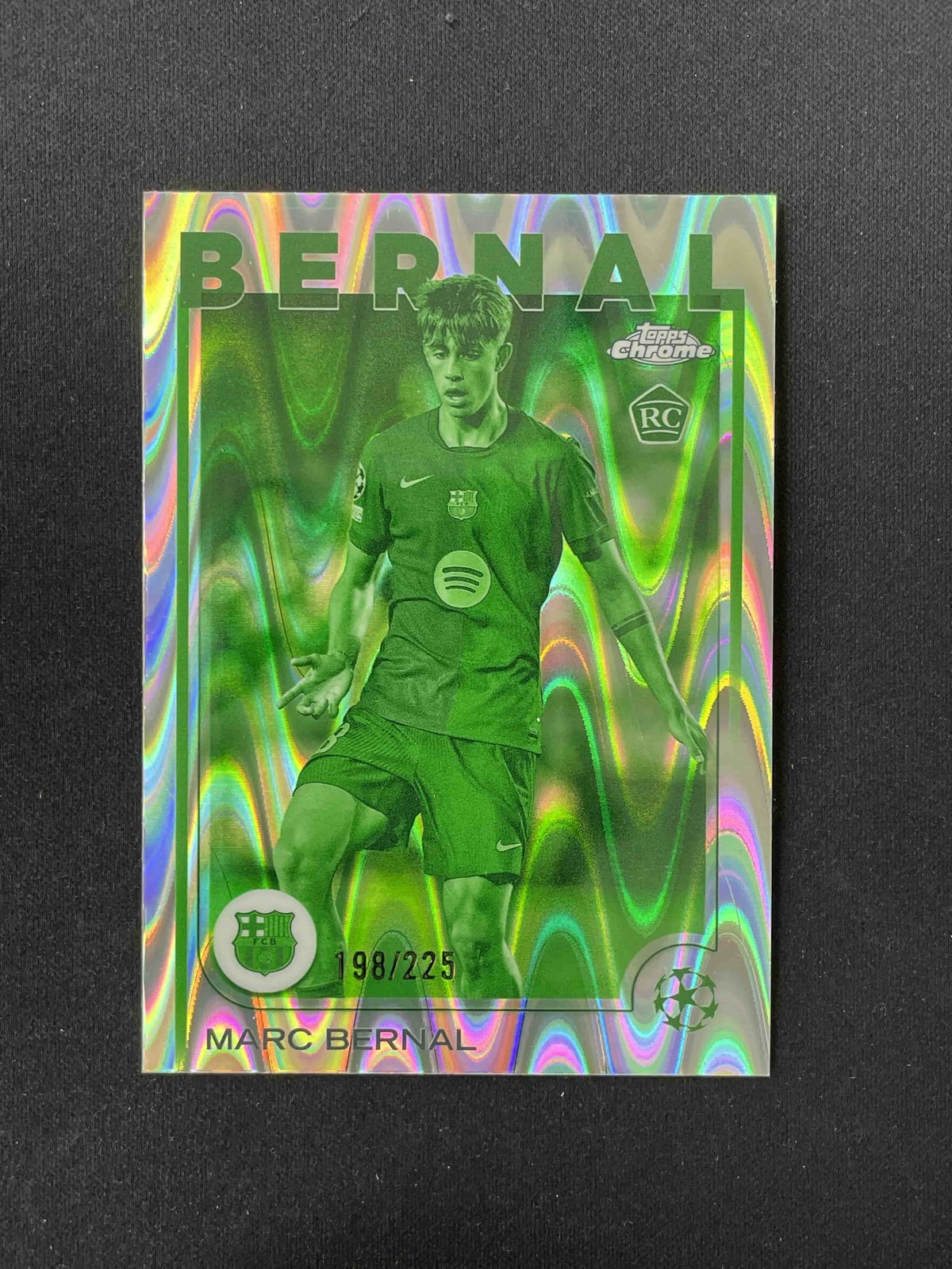 Marc Bernal 2024-25 Topps Chrome UEFA Night Vision Raywave /225 RC #39