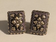 Vintage John Hardy 18k + 925 Floral & Dot Ear...