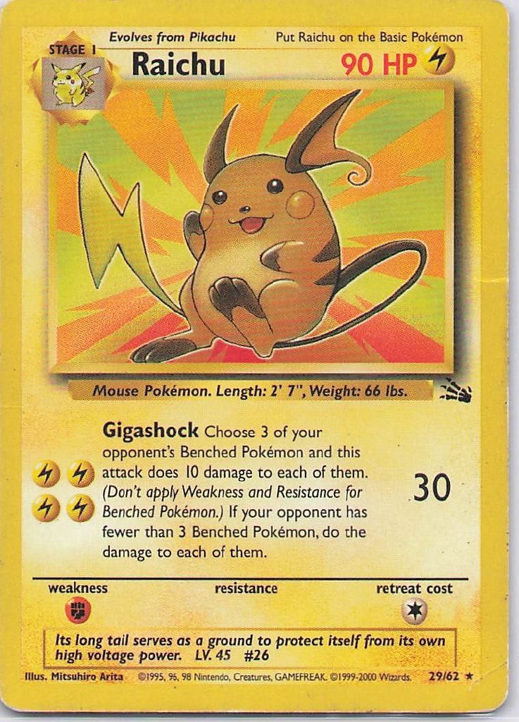 Raichu - Fossil 29/62 Rare