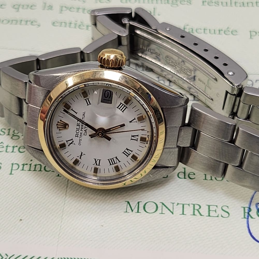 W/ Rolex Date Two Tone White