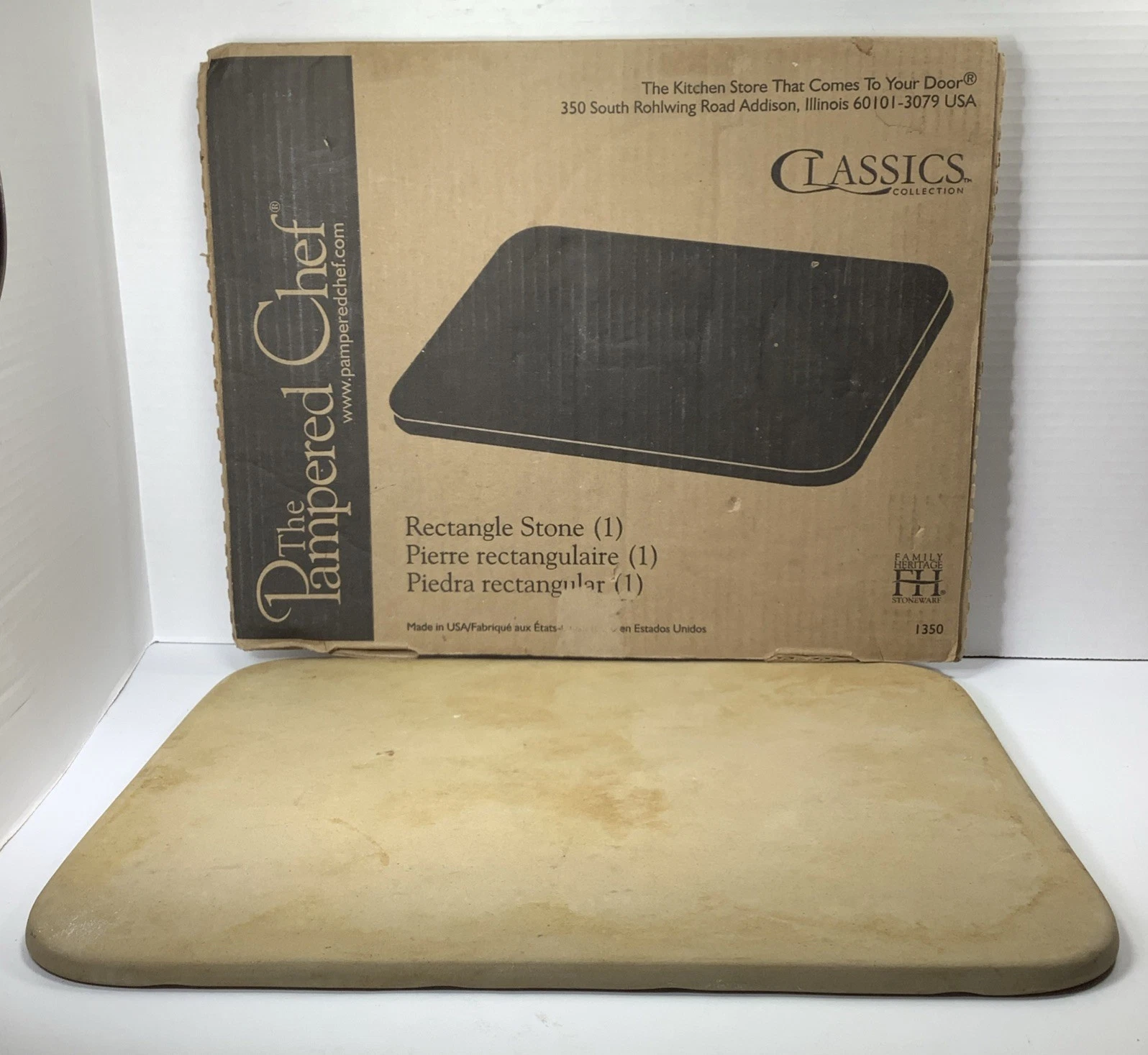 Pampered Chef 12x15 Rectangle Baking Stoneware 1350 Cookie Sheet In Box