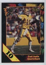 1991 Wild Card Draft 10 Stripe Paul Justin #84 Rookie RC 06zx. rookie card picture