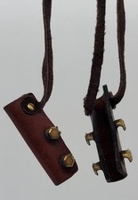 2 Vintage LEATHER HAIR WRAPS Ties Brass Heavy Metal Native American Bohemian Tie