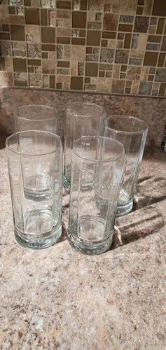 Vintage Anchor Hocking Clear Hexagon Glass Tumbler set of 5
