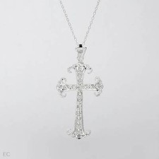 Cross Necklace With 1.70ctw Cubic zirconia in 925 Sterling silver