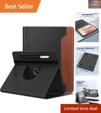 Universal Black & Brown 9-11 Inch Tablet Cover with 360° Stand and Card Holder