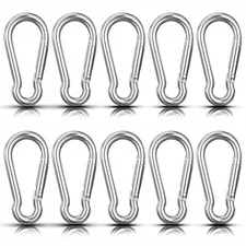 10 PCS Stainless Steel Carabiners Spring Snap Hooks Heavy Duty Keychain Clip NEW